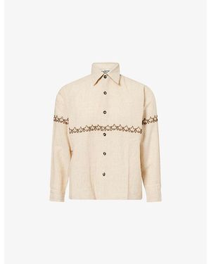 Kartik Research Hand-Embroidered Stitch Ramie Shirt - Natural