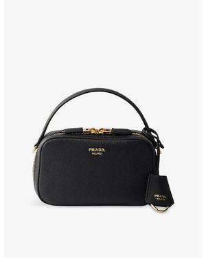 Prada Odette Mini Leather Top-Handle Bag - Black