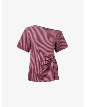 Damson Madder Reece Striped Stretch-Cotton Top - Purple