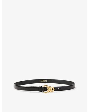 Sandro Slim Leather Belt - White