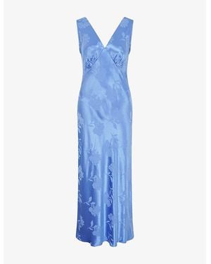 OMNES Iris Floral Jacquard Woven Maxi Dress - Blue