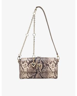 Maje Miss M Snake-Print Leather Shoulder Bag - White