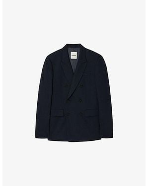 Sandro Regular-Fit Double-Breasted Wool Suit Jacket - Blue