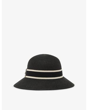 Reiss Ribbon Straw Hat - Black