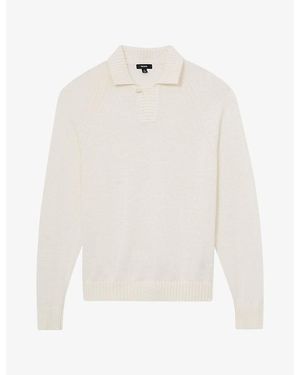 Reiss Open-Collar Cotton Polo Jumper - White