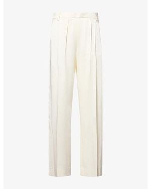 Victoria Beckham Relaxed Curved-Leg Crepe-Back Satin Trousers - White