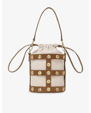 Maje Miss M Suede And Canvas Bucket Bag - Metallic