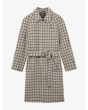 Reiss Christem Dogtooth-Print Wool Overcoat - Multicolour