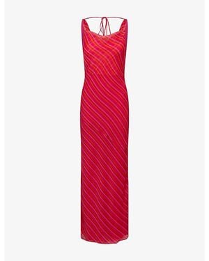 OMNES Koko Cowl-Back Woven Maxi Dress - Red