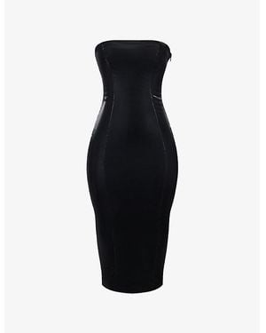 Mistress Rocks Bandeau Vinyl Midi Dress - Black