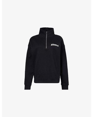 ADANOLA Varsity Oversized Funnel-Neck Cotton Sweatshirt - Black