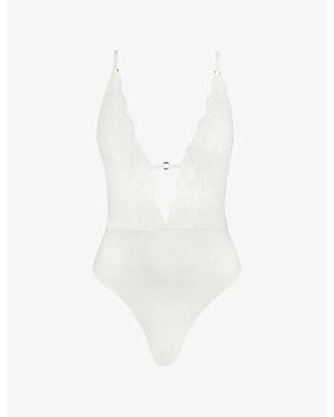 Aubade Kiss Of Love Plunge-Neck Lace Body - White