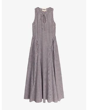 OMNES Margate Gingham-Print Cotton Maxi Dress - Purple