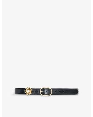 Maje Removable-Jewel Leather Belt - Black