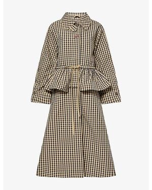 Damson Madder Myrtle Gingham-Print Cotton-Blend Trench - Natural