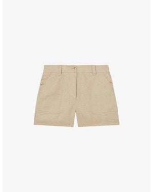 Reiss Ashby Wide-Leg Linen Shorts - Natural