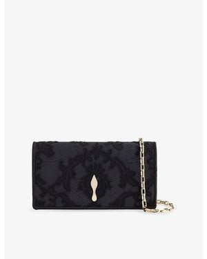 Christian Louboutin Bettina Crepe-Satin And Lace Clutch Bag - Black