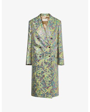Dries Van Noten Rosea Jacquard Woven Maxi Coat - Green