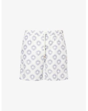 Eleventy All-Over Geometric-Pattern Swim Shorts - White