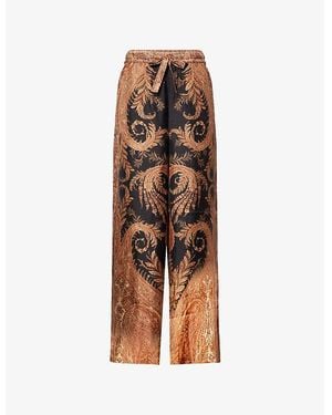 Zimmermann Hypnotic Wide-Leg Silk Trousers - Brown