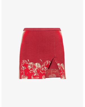 Ph5 Eila Cherry-Print Stretch-Woven Mini Skort - Red
