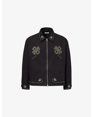 Bode Lucky Draw Embroidered Cotton Jacket - Black