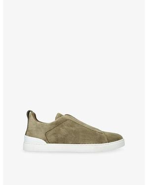 ZEGNA Triple Stitch Suede Trainers - Green