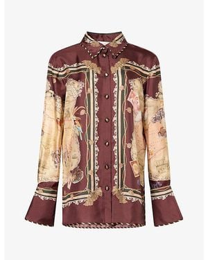 Zimmermann Valiant Relaxed-Fit Silk Shirt - Brown