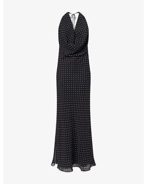 ROTATE BIRGER CHRISTENSEN Draped Halterneck Chiffon Maxi Dress - Black