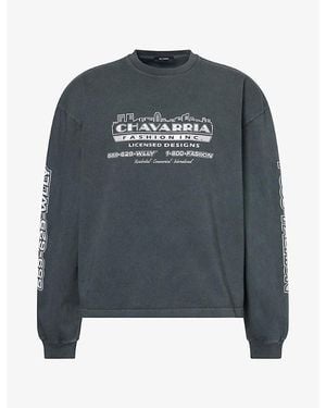 Willy Chavarria Licensed Designs Oversized Long-Sleeve Graphic Cotton-Jersey T-Shirt - Gray