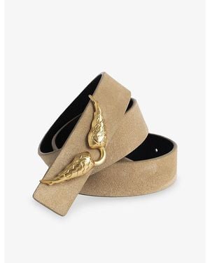 Zadig & Voltaire Rock Reversible Suede Belt - Natural