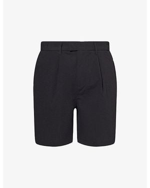 The Couture Club Tailored Pleated Cotton Shorts - Blue