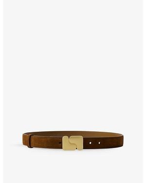 Soeur Ninon Branded-Buckle Suede Belt - Brown