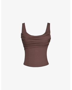 House Of Cb The Drape Neck Jersey Corset Top - Purple