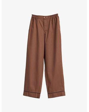Hay Outline Contrast-Piping Cotton Pyjama Trousers - Brown