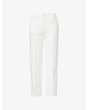 Weekend by Maxmara Cropped Cigarette Slim-Fit Cotton Trousers - White