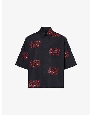 Simone Rocha Embroidered Oversize Cotton Shirt - Blue