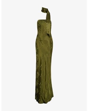 OMNES Myla Strapless Satin Maxi Dress - Green