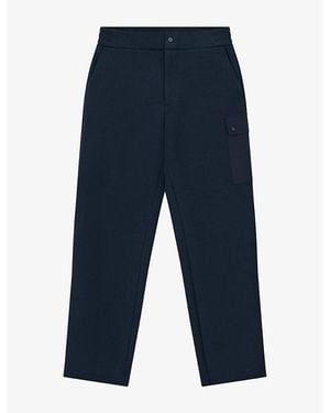 BOGGI Straight Elasticated-Waist Stretch Cotton-Blend Trousers - Blue