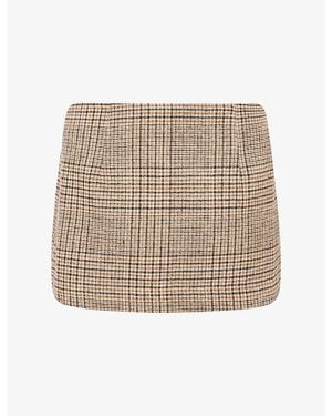 GOOD AMERICAN Check Woven Mini Skirt - Natural