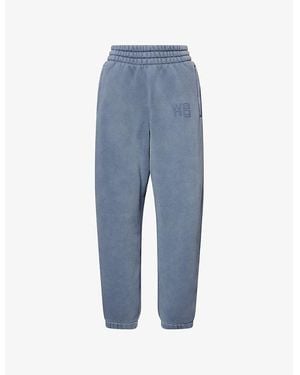 Alexander Wang Terry Classic Logo-Embroidered Cotton-Blend Jogging Bottoms - Blue