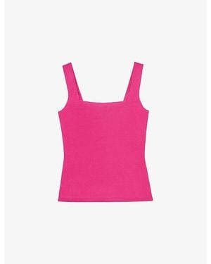 Reiss Fion Square-Neck Stretch-Woven Vest - Pink