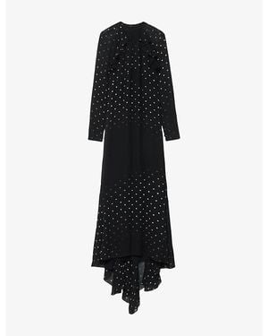 AllSaints Clarisse Polka-Dot Woven Maxi Dress - Black