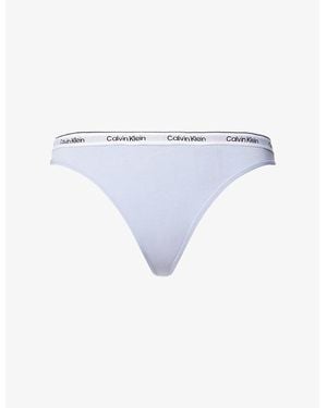 Calvin Klein Icon Branded Stretch-Cotton Thong - Blue