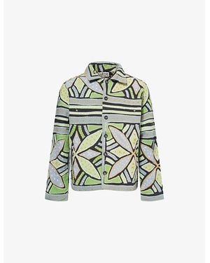 Kartik Research Godhadi Quilt Embroidered Cotton Jacket - Green