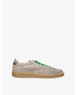 Santoni Oly Pulse Logo-Embossed Suede Low-Top Trainers - Grey