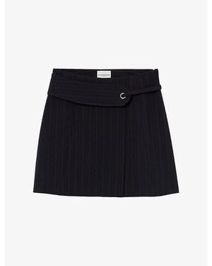Claudie Pierlot Wrap Belted-Waist Stretch-Woven Mini Skirt - Black