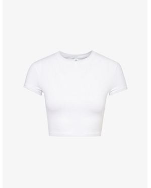 Alo Yoga Alosoft Finesse Round-Neck Stretch-Woven T-Shirt - White