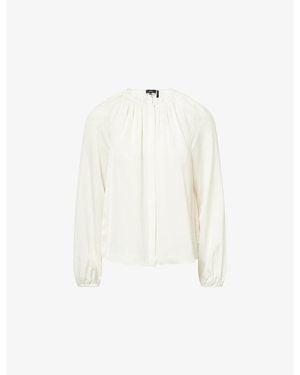 Theory Ruched Silk Blouse - White