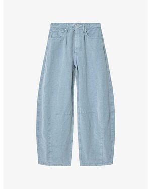 AllSaints Jett Barrel-Leg Linen-Blend Pants - Blue